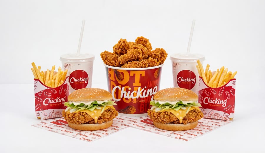 A sharing deal — bucket, burgers, fries and drinks
